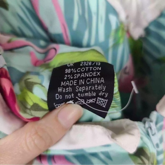 Vintage Hell Bunny Vixen Flamingo Tropical Print  Dress Womens M Floral Cotton - Picture 4 of 6